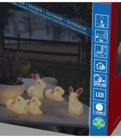 Konstsmide, guirlandes lumineuses de Noël Lapins Lumineux 14 Cm En Acrylique, 40 Diodes Blanc Chaud