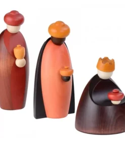 Köhler, Père Noël en bois Les Trois Rois Mages Et Leurs Offrandes, 12 Cm