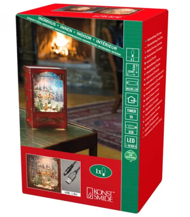 Konstsmide, guirlandes lumineuses de Noël Livre De Noël Lanterne À Neige, Père Noël Dans Un Traineau