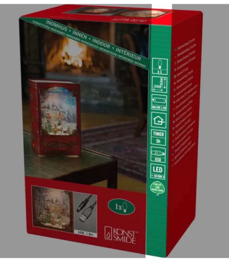 Konstsmide, guirlandes lumineuses de Noël Livre De Noël Lanterne À Neige, Père Noël Dans Un Traineau