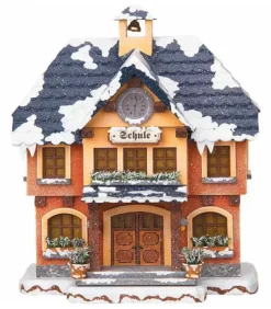 Hubrig, figurines pour enfant Maison Eclairee Pour Figurine De Noël Miniature Winterkinder, L'Ecole Du Village