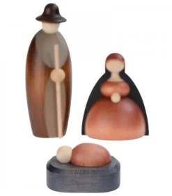 Köhler, Père Noël en bois Nativite, Petit Jesus, Joseph, Marie, 12 Cm