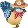 Hubrig, figurines pour enfant Oiseau Décoratif, Mesange Bleue Et Noeud Rouge, 6 Cm