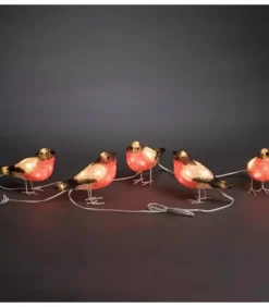 Konstsmide, guirlandes lumineuses de Noël Oiseaux Lumineux Led, 5 Rouge-Gorge