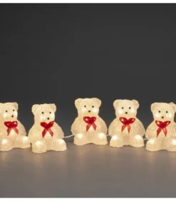 Konstsmide, guirlandes lumineuses de Noël Oursons Lumineux A Led En Acrylique Avec Ruban Rouge, 12 Cm