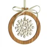 Waldfabrik, photophore en bois et étoile sapin de Noël Pendentif En Bois D'Olivier 7Cm, Motif Cristal De Neige N°1
