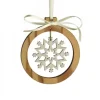 Waldfabrik, photophore en bois et étoile sapin de Noël Pendentif En Bois D'Olivier Motif Cristal De Neige N°3