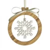 Waldfabrik, photophore en bois et étoile sapin de Noël Pendentif En Bois D'Olivier 7Cm, Motif Cristal De Neige N°2