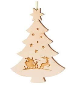 Waldfabrik, photophore en bois et étoile sapin de Noël Pendentif Sapin De Noël En Bois, Père Noël Et Traineau