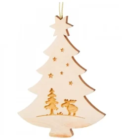 Waldfabrik, photophore en bois et étoile sapin de Noël Pendentif Sapin De Noël En Bois, Elan