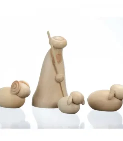 Schalling, crèche moderne Personnage En Bois, Le Berger Et Ses Moutons, 12 Cm