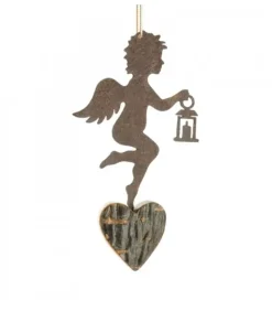 Waldfabrik, photophore en bois et étoile sapin de Noël Petit Ange En Metal A Suspendre Et Lanterne Dans La Main