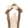 Waldfabrik, photophore en bois et étoile sapin de Noël Petite Crèche De Noël En Ecorce 7,5 Cm, Avec Nativite En Bois D'Erable