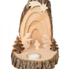 Waldfabrik, photophore en bois et étoile sapin de Noël Petite Crèche De Noël En Ecorce De Bois Avec Sapins Et Bougeoir