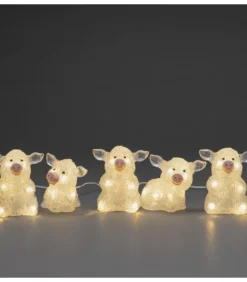 Konstsmide, guirlandes lumineuses de Noël Petits Cochons Lumineux En Acrylique Led 12,5 Cm, Lot De 5