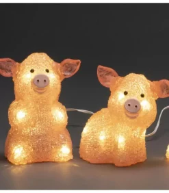 Konstsmide, guirlandes lumineuses de Noël Petits Cochons Roses Lumineux En Acrylique Led 12,5 Cm, Lot De 5