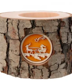 Waldfabrik, photophore en bois et étoile sapin de Noël Photophore En Bois, 1 Motif Père Noël Et Traineau