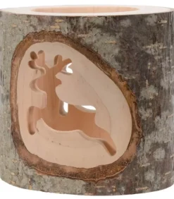 Waldfabrik, photophore en bois et étoile sapin de Noël Photophore En Bois Avec 2 Motifs En Bois Cisele, Renne