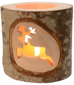 Waldfabrik, photophore en bois et étoile sapin de Noël Photophore En Bois Avec 2 Motifs En Bois Cisele, Renne