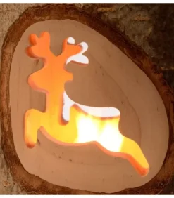 Waldfabrik, photophore en bois et étoile sapin de Noël Photophore En Bois Avec 2 Motifs En Bois Cisele, Renne