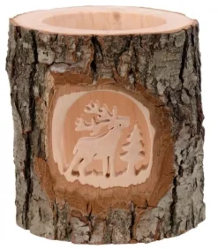Waldfabrik, photophore en bois et étoile sapin de Noël Photophore En Bois Cisele, Cerf En Foret