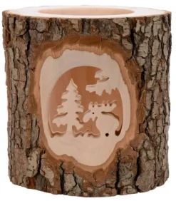 Waldfabrik, photophore en bois et étoile sapin de Noël Photophore En Bois Cisele, Elan Dans La Foret