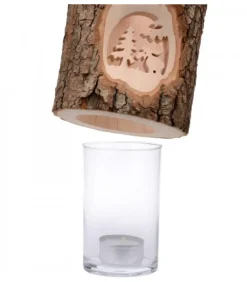 Waldfabrik, photophore en bois et étoile sapin de Noël Photophore En Bois Cisele, Elan Dans La Foret