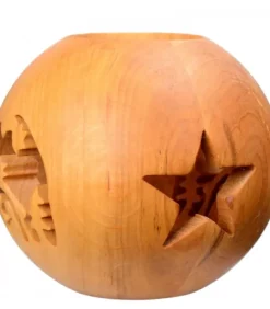Waldfabrik, photophore en bois et étoile sapin de Noël Photophore En Bois, Forme Spherique, Motif Crèche
