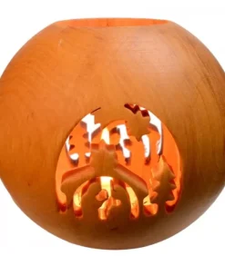 Waldfabrik, photophore en bois et étoile sapin de Noël Photophore En Bois, Forme Spherique, Motif Crèche