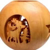 Waldfabrik, photophore en bois et étoile sapin de Noël Photophore En Bois Forme Spherique, Motif Cerf En Foret
