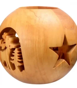 Waldfabrik, photophore en bois et étoile sapin de Noël Photophore En Bois Forme Spherique, Motif Cerf En Foret