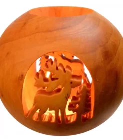 Waldfabrik, photophore en bois et étoile sapin de Noël Photophore En Bois Forme Spherique, Motif Cerf En Foret