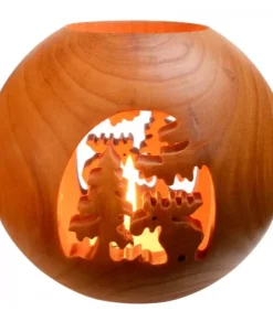 Waldfabrik, photophore en bois et étoile sapin de Noël Photophore En Bois Forme Spherique, Motif, Motif Elan