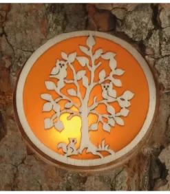 Waldfabrik, photophore en bois et étoile sapin de Noël Photophore En Rondin De Bois Avec 3 Motifs Nature