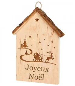 Waldfabrik, photophore en bois et étoile sapin de Noël Plaque De Porte En Bois A Suspendre "Joyeux Noël"