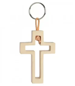 Waldfabrik, photophore en bois et étoile sapin de Noël Porte-Clef En Bois Avec Croix Découpee, 5 Cm