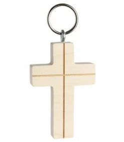 Waldfabrik, photophore en bois et étoile sapin de Noël Porte-Clés Croix En Bois Avec Croix, 5 Cm