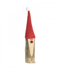 Waldfabrik, photophore en bois et étoile sapin de Noël Père Noël En Bois Avec Nez Rouge Et Bonnet En Feutre, 15 Cm