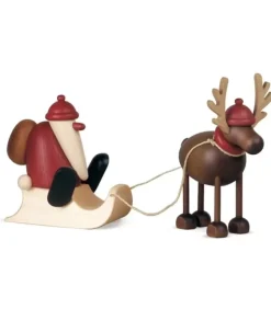 Köhler, Père Noël en bois Père Noël En Bois Sur Luge Et Renne