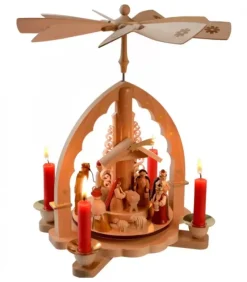 Richard Glasser, Pyramides de Noël allemandes Pyramide A 4 Bougies En Bois Pour Un Noël Traditionnel