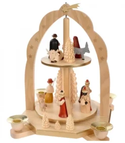 Richard Glasser, Pyramides de Noël allemandes Pyramide Avec Scene De Crèche De Noël Complete