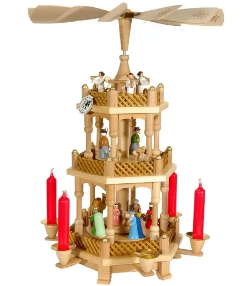 Richard Glasser, Pyramides de Noël allemandes Pyramide De Noël 2 Etages Avec Personnages Couleur