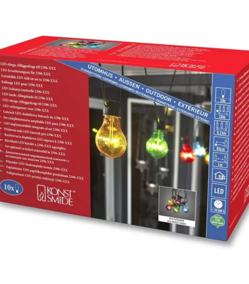 Konstsmide, guirlandes lumineuses de Noël Rallonge 10 M Pour Guirlande Lumineuse De Terrasse, 10 Ampoules Multicolores
