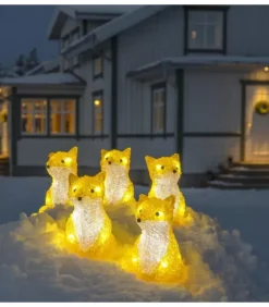 Konstsmide, guirlandes lumineuses de Noël Renards Lumineux Acryliques Led Assis, Lot De 5, 12 Cm