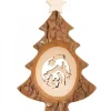 Waldfabrik, photophore en bois et étoile sapin de Noël Sapin De Noël En Bois Avec Crèche Ciselee, 12 Cm