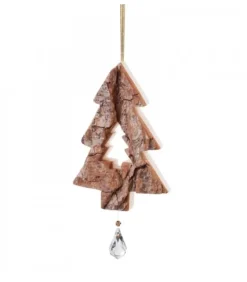 Waldfabrik, photophore en bois et étoile sapin de Noël Sapin En Bois A Suspendre Avec Cristal Swarovski