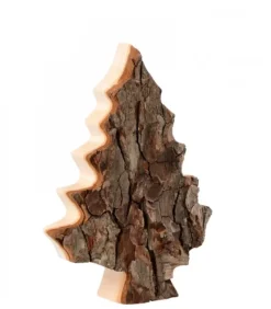 Waldfabrik, photophore en bois et étoile sapin de Noël Sapin En Bois Déco En Ecorce 15 Cm