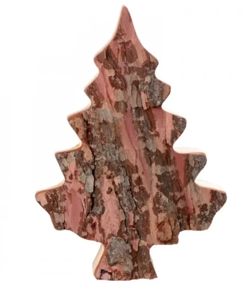 Waldfabrik, photophore en bois et étoile sapin de Noël Sapin En Bois Déco En Ecorce 20 Cm