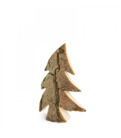 Waldfabrik, photophore en bois et étoile sapin de Noël Sapin En Bois, Forme Penchee, 12 Cm