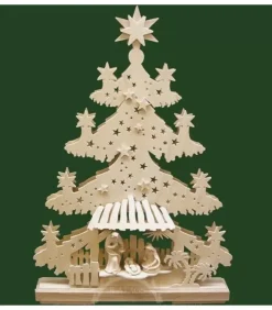 Ratags, décos de Noël lumineuses en bois Sapin Lumineux Led En Bois Avec Crèche De Noël Et Personnages Ciceles